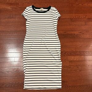 Derek Heart Black and White Striped Midi Dress